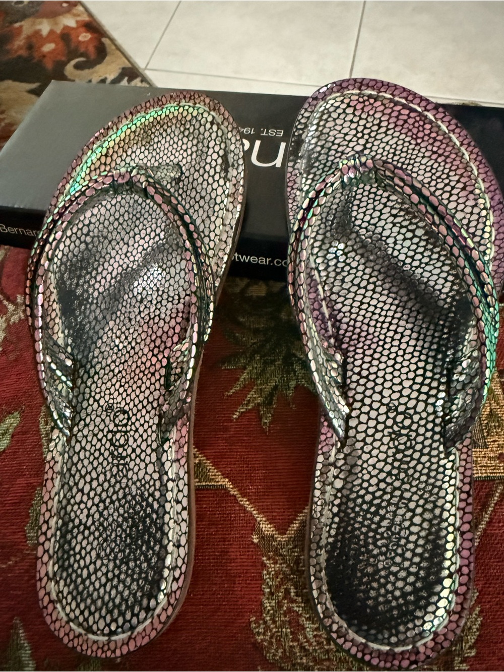 Bernardo Miami Hologram Snake Leather Sandals in Size 9